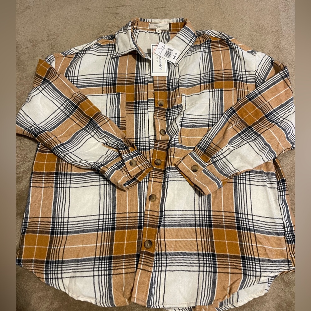 Tan Plaid Flannel NWT